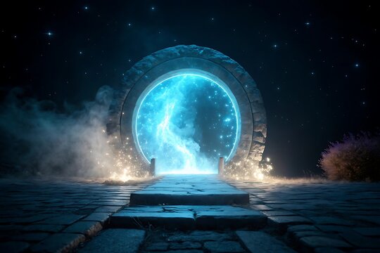 Mystical Portal Opens to Another Dimension at Night Creative and clean background image