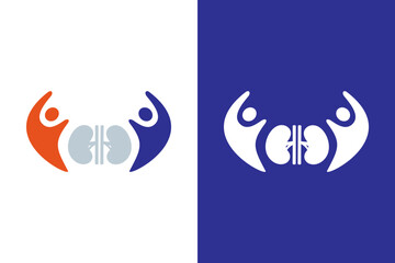 Kidney care and family logo combination. Medical clinic logotype design template.