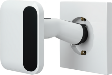 Modern White Wall Mounted Device with Black Accent and Secure Locking Mechanism Clean Design for Home or Office