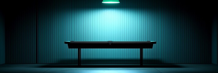 Empty table in a dimly lit room