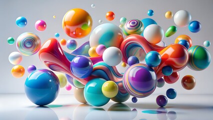 3d render of a colorful balloons on black background