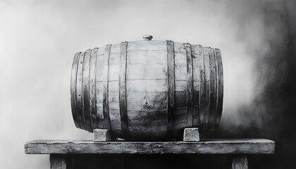 Aged Wooden Barrel.