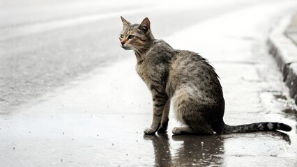 Fototapeta premium cat on the rocks