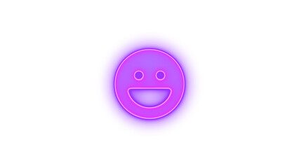 Face laugh icon purple color glowing neon on transparent background