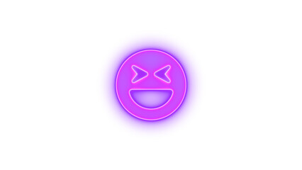 Fototapeta premium Face laugh squint icon purple color glowing neon on transparent background