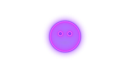 Face meh blank icon purple color glowing neon on transparent background