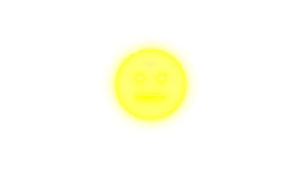 Face meh icon yellow color glowing neon on transparent background