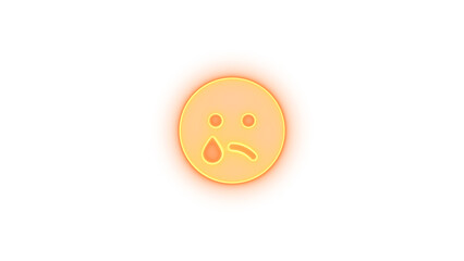 Face sad tear icon brown color glowing neon on transparent background