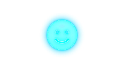 Face smile icon cyan color glowing neon on black background