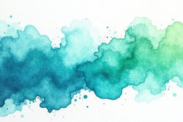 Obraz premium Soft abstract watercolor splashes in shades of blue and green on a white background, calming, watercolor