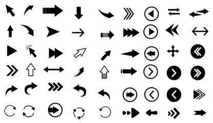 Arrows big black set icons. Arrow icon. Arrow vector collection. Arrow. Cursor. Modern simple arrows. Vector illustration