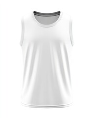 Blank white sleeveless athletic top.  Features a crew neckline, seamless construction, and a relaxed fit.  Made of a breathable, performance fabric
