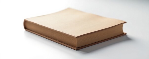 Softly lit book cover with subtle shadows, isolated on white background, shadow, layout