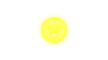  Face surprise icon yellow color glowing neon on transparent background