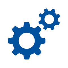Gear icon symbol, cogwheel. Settings silhouette blue icon symbol. Sign for mobile concept and web design. PC options and repair. Vector illustration isolated on white background EPS 10