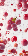 Red Grapes Splashing in Water