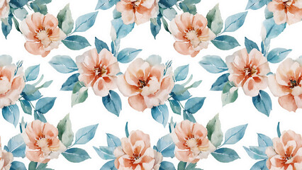 Watercolor Peach Floral Pattern