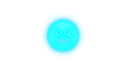 Face tired icon cyan color glowing neon on transparent background