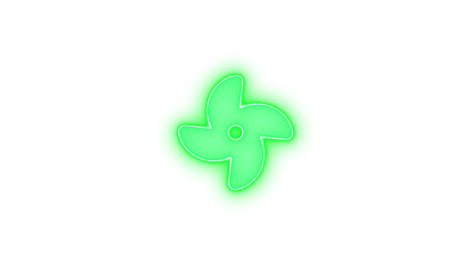 Obraz premium Fan icon green color glowing neon on transparent background