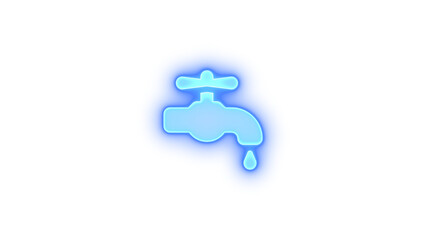 Faucet drip icon blue color glowing neon on transparent background