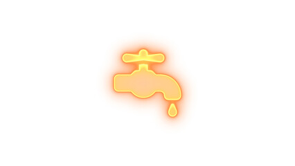 Fototapeta premium Faucet drip icon brown color glowing neon on transparent background