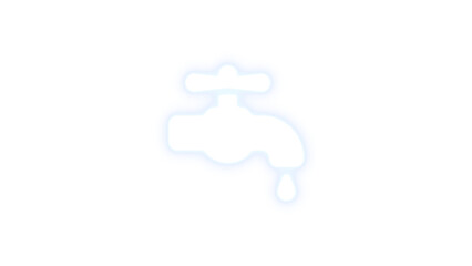 Faucet drip icon white color glowing neon on transparent background