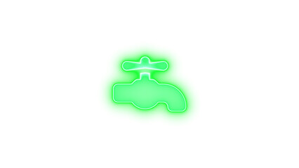 Faucet icon green color glowing neon on transparent background
