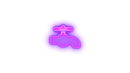 Faucet icon purple color glowing neon on transparent background