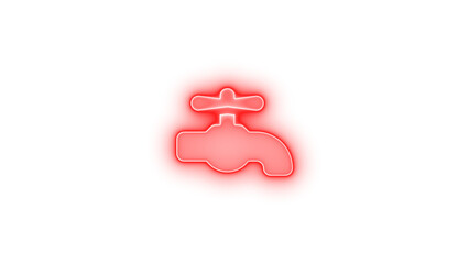 Faucet icon red color glowing neon on transparent background
