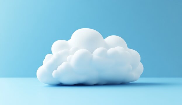 3D cloud illustration, bright blue studio, minimalist design, abstract art