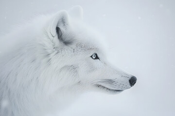 Obraz premium Arctic Wolf Gazes, Winter's Majesty