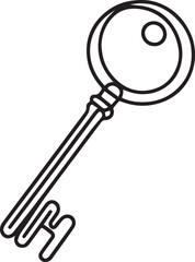 Key continuous line art drawing black vector