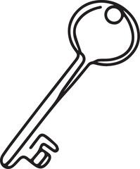 Key continuous line art drawing black vector