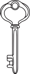 Key continuous line art drawing black vector