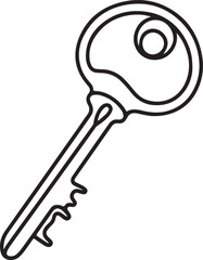 Key continuous line art drawing black vector