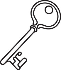 Key continuous line art drawing black vector
