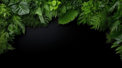 Lush green foliage border on a dark background (1)
