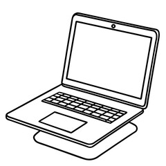 Laptop Open Line Art Drawing