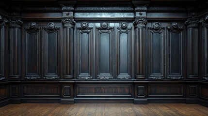 Ornate Wood Paneling Room Interior