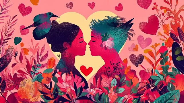 A Romantic Embrace Amidst Vibrant Flora