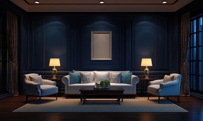 Fototapeta premium A well decorated living room with elegant furnishings and soft lighting