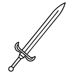 Fototapeta premium Medieval Sword Line Art Drawing