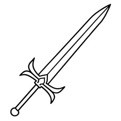 Medieval Sword Line Art Drawing