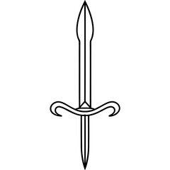 Medieval Sword Line Art Drawing