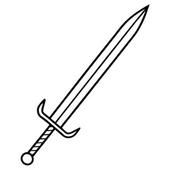 Medieval Sword Line Art Drawing