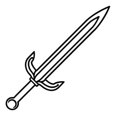 Medieval Sword Line Art Drawing