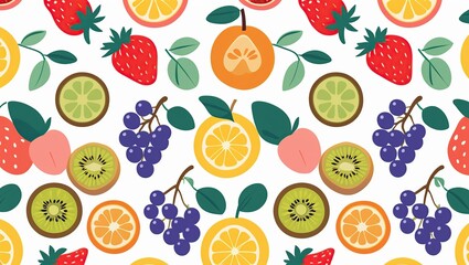 Seamless vector pattern of various fruits