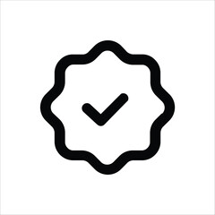 A checkmark badge icon for verification, authentication, and credibility purposes.