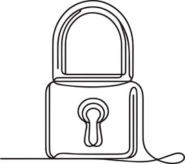 Padlock continuous line art drawing black vector