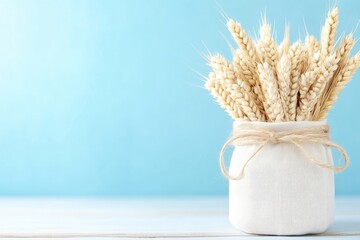 Wheat ears in a white container